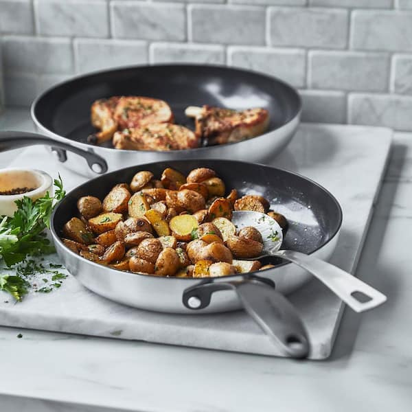 GreenPan Venice Pro Noir Tri-Ply Stainless Steel Healthy Ceramic Nonstick 13 Piece Cookware Pots and Pans Set, Matte Black Handle, PFAS-Free, Multi Clad, Induction, Dishwasher Safe, Oven Safe, Silver - Thumbnail 5