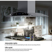 36 in. 900 CFM Island Mount wih LED Light and Glass Panel Range Hood in Stainless Steel