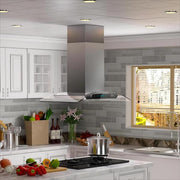 36 in. 900 CFM Island Mount wih LED Light and Glass Panel Range Hood in Stainless Steel