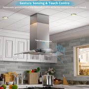 35.4 in. 900 CFM Ducted Island Mount Range Hood in Stainless Steel with LED Light and Glass Panel