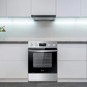 24 in. 4 Burner Elements Freestanding Electric Range in Stainless Steel with Air Fry, Rotisserie and True Convection
