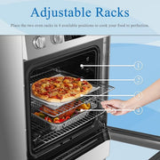 24 in. 4 Burner Elements Freestanding Electric Range in Stainless Steel with Air Fry, Rotisserie and True Convection
