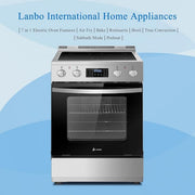24 in. 4 Burner Elements Freestanding Electric Range in Stainless Steel with Air Fry, Rotisserie and True Convection
