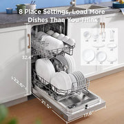 18 in. Built-in dishwasher in Stainless Steel with 6-Cycles, in Stainless Steel Tub, Heated Dry, ENERGY STAR, 52 dBA