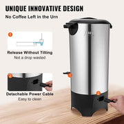 Commercial Coffee Urn 50 Cup Stainless Steel Coffee Dispenser Fast Brew