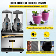 1055 oz. Commercial Slushy Machine 15L x 2 Tanks Frozen Drink Machine Snow Cone Machine Margarita Machine 1000W