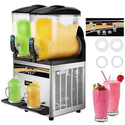 1055 oz. Commercial Slushy Machine 15L x 2 Tanks Frozen Drink Machine Snow Cone Machine Margarita Machine 1000W