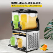 1055 oz. Commercial Slushy Machine 15L x 2 Tanks Frozen Drink Machine Snow Cone Machine Margarita Machine 1000W