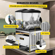1055 oz. Commercial Slushy Machine 15L x 2 Tanks Frozen Drink Machine Snow Cone Machine Margarita Machine 1000W
