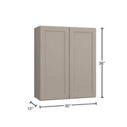 Courtland 30 in. W x 12 in. D x 36 in. H Assembled Shaker Wall Kitchen Cabinet in Sterling Gray