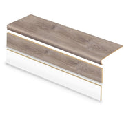 2 Pack-Sterling Oak 47 in. L x 12.15 in. W x 2.28 in. T Vinyl Overlay Stair Tread and Reversible Riser Kit