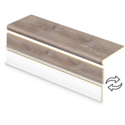 2 Pack-Sterling Oak 47 in. L x 12.15 in. W x 2.28 in. T Vinyl Overlay Stair Tread and Reversible Riser Kit