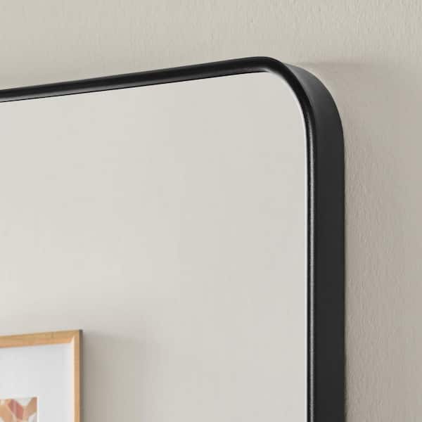 Oversized Modern Rectangular Black Framed Full-Length Mirror with Rounded Corners - Thumbnail 5