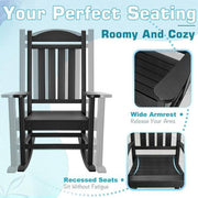 Chillrest Black Plastic HDPE Outdoor Rocking Chair