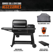 Ironwood Wi-Fi Pellet Grill and Smoker in Black with Cover