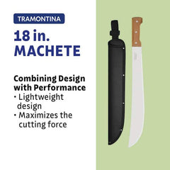 18 in. Machete with Carbon Steel Blade and Wood Handle with Nylon Sheath