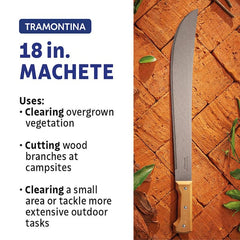 18 in. Machete with Carbon Steel Blade and Wood Handle with Nylon Sheath