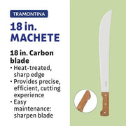 18 in. Machete with Carbon Steel Blade and Wood Handle with Nylon Sheath