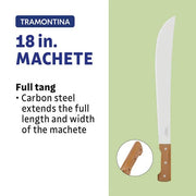 18 in. Machete with Carbon Steel Blade and Wood Handle with Nylon Sheath