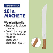 18 in. Machete with Carbon Steel Blade and Wood Handle with Nylon Sheath