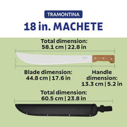 18 in. Machete with Carbon Steel Blade and Wood Handle with Nylon Sheath