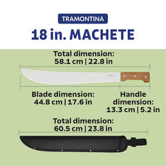 18 in. Machete with Carbon Steel Blade and Wood Handle with Nylon Sheath