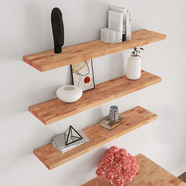Shelf Racks Block Solid Wood Butcher Block Shelf 24 in. W X 12 in. D X 1.5 in. H in Unfi ...