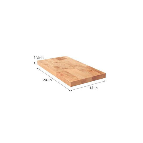 Solid Wood Butcher Block Shelf 24 in. W X 12 in. D X 1.5 in. H in Unfinished Birch