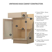 24 in. W x 24 in. D x 34.5 in. H Assembled Base Kitchen Cabinet in Unfinished with Recessed Panel