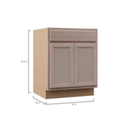 27 in. W x 24 in. D x 34.5 in. H Assembled Base Kitchen Cabinet in Unfinished with Recessed Panel