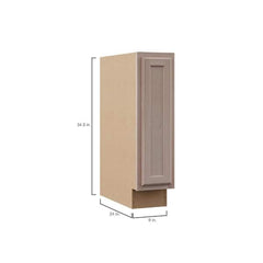 9 in. W x 24 in. D x 34.5 in. H Assembled Base Kitchen Cabinet in Unfinished with Recessed Panel
