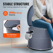 Portable Toilet with 1.3 Gal. Detachable Inner Bucket and Paper Holder with Dual Lids Non- Electric Waterless Toilet