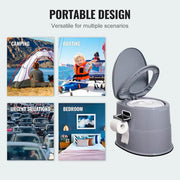 Portable Toilet with 1.3 Gal. Detachable Inner Bucket and Paper Holder with Dual Lids Non- Electric Waterless Toilet