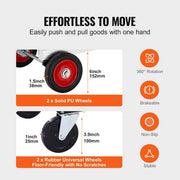2-in-1 Aluminum Folding Hand Truck 400 lbs. Capacity heavy-duty Industrial Collapsible cart with Rubber Wheels