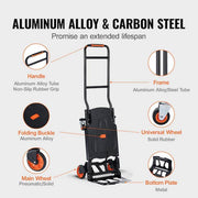 Aluminum 2 in 1 Hand Truck Heavy Duty Industrial Convertible Folding Hand Truck and Dolly 300 lbs. Load capacity