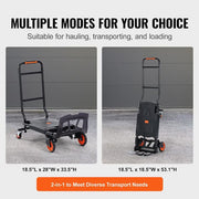Aluminum 2 in 1 Hand Truck Heavy Duty Industrial Convertible Folding Hand Truck and Dolly 300 lbs. Load capacity