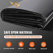 Pond Liner 15 ft. x 20 ft. Pond 45 Mil Thickness Pliable EPDM Material for Water Features, Black