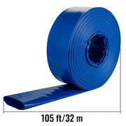 Discharge Hose 1-1/2 in. Dia x 105 ft. PVC Fabric Lay Flat Hose with Clamps Heavy Duty Backwash Drain Hose Burst-Proof