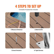 Pool Handrail, 30 x 30 in. Pool Railing, Stainless Steel Swimming Pool Railing for Above Ground Pool