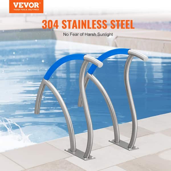 Pool Handrail, 30 x 30 in. Pool Railing, Stainless Steel Swimming Pool Railing for Above Ground Pool