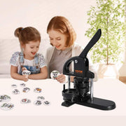 Button Maker Machine, 1/1.25/2.28 in. (25/32/58 mm) 3 in. 1 Pin Maker, Installation-Free Badge Punch Kit