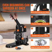 Button Maker Machine, 1/1.25/2.28 in. (25/32/58 mm) 3 in. 1 Pin Maker, Installation-Free Badge Punch Kit