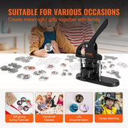 Button Maker Machine, 1/1.25/2.28 in. (25/32/58 mm) 3 in. 1 Pin Maker, Installation-Free Badge Punch Kit