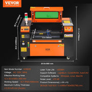 50-Watt CO2 Laser Engraver 12 x 20 in. 19.7 IPS Laser Cutter Machine with 2-Way Pass Air Assist for Wood Acrylic Fabric
