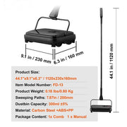 Carpet Sweeper, 7.87 in. Sweeping Paths, Floor Sweeper Manual Non Electric, 300 ml Dustbin Capacity with Comb