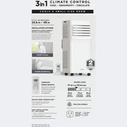 5,000 BTU (DOE) 115-Volt Portable Air Conditioner Unit Cools up to 150 sq. ft. with Dehumidifier and Remote in White