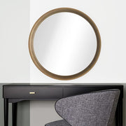 24 in. Round Wall Mirror with Walnut Frame