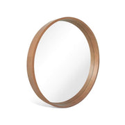 24 in. Round Wall Mirror with Walnut Frame
