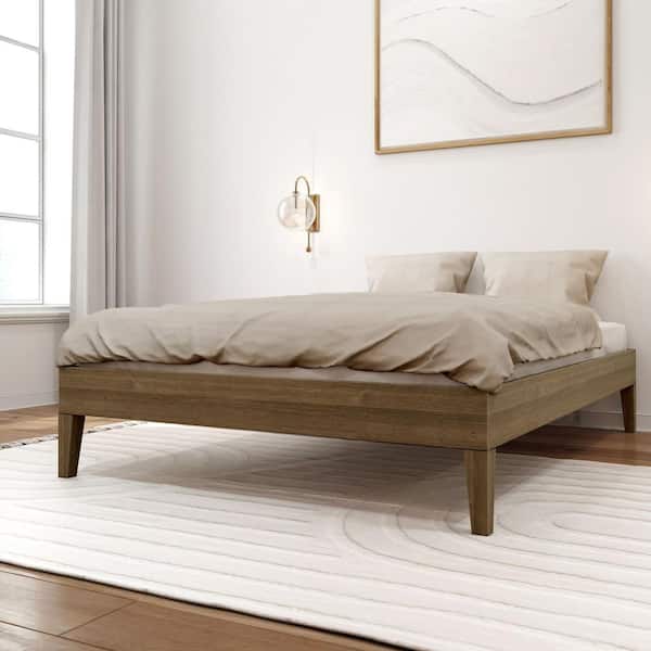 Brown Wood Frame Full-Size Platform Bed - Thumbnail 4