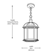 Wickford 1-Light Weathered Bronze Outdoor Pendant Light Fixture with Clear Beveled Glass